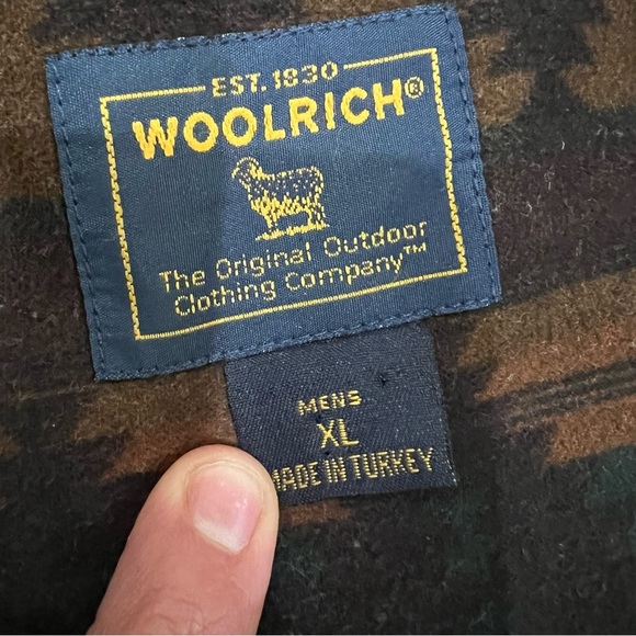 WOOLRICH Flannel Shirt Heavy Brown Southwestern Aztec Long Sleeve Mens Size XL, - Picture 10 of 16